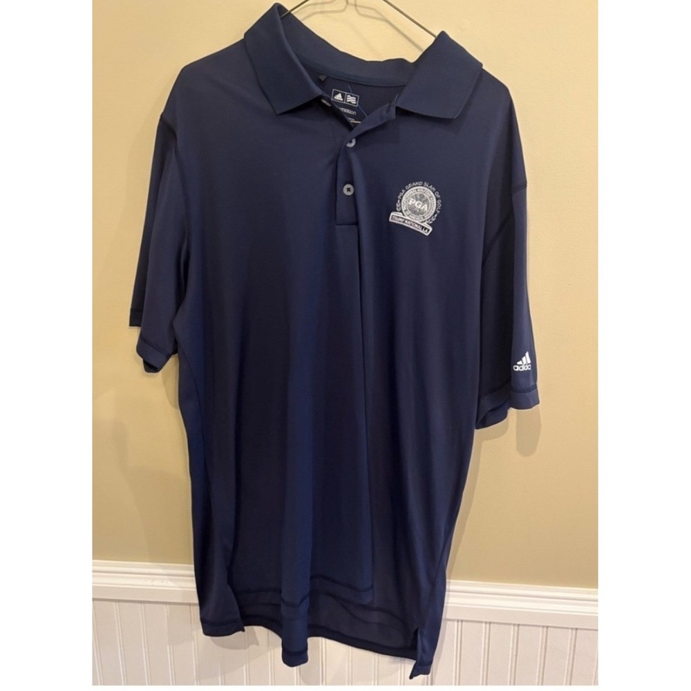 Adidas Puremotion Mens XL Navy PGA Trump National,LA Golf Tournament Polo Shirt